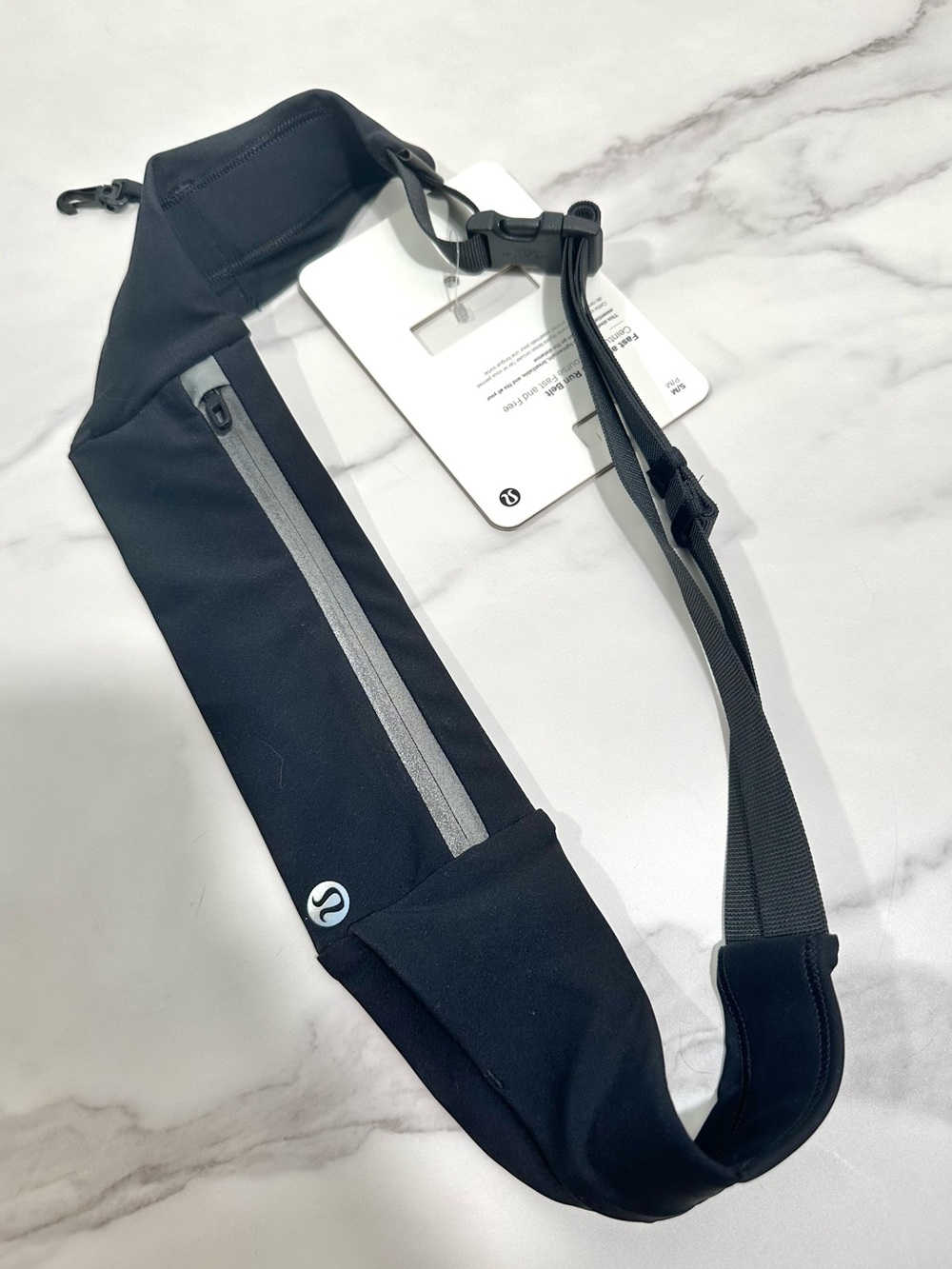 Lululemon Athletica Black Waist Fast and Free Run Belt Reflective Zip NWT S/M